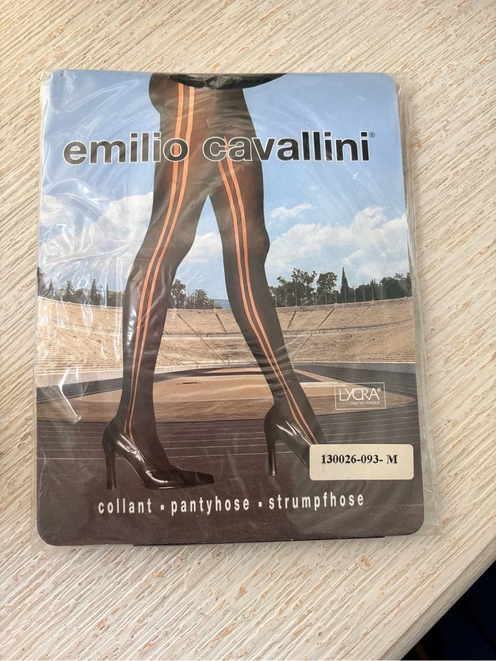 NWT Emilio Cavallini Black Striped Pantyhose Tights Size M Made in Italy